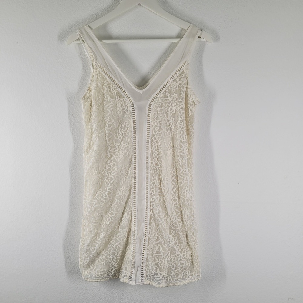 Abercrombie & Fitch Lace Dress Womens Small White Floral Ladder Stitch Boho - Picture 4 of 8